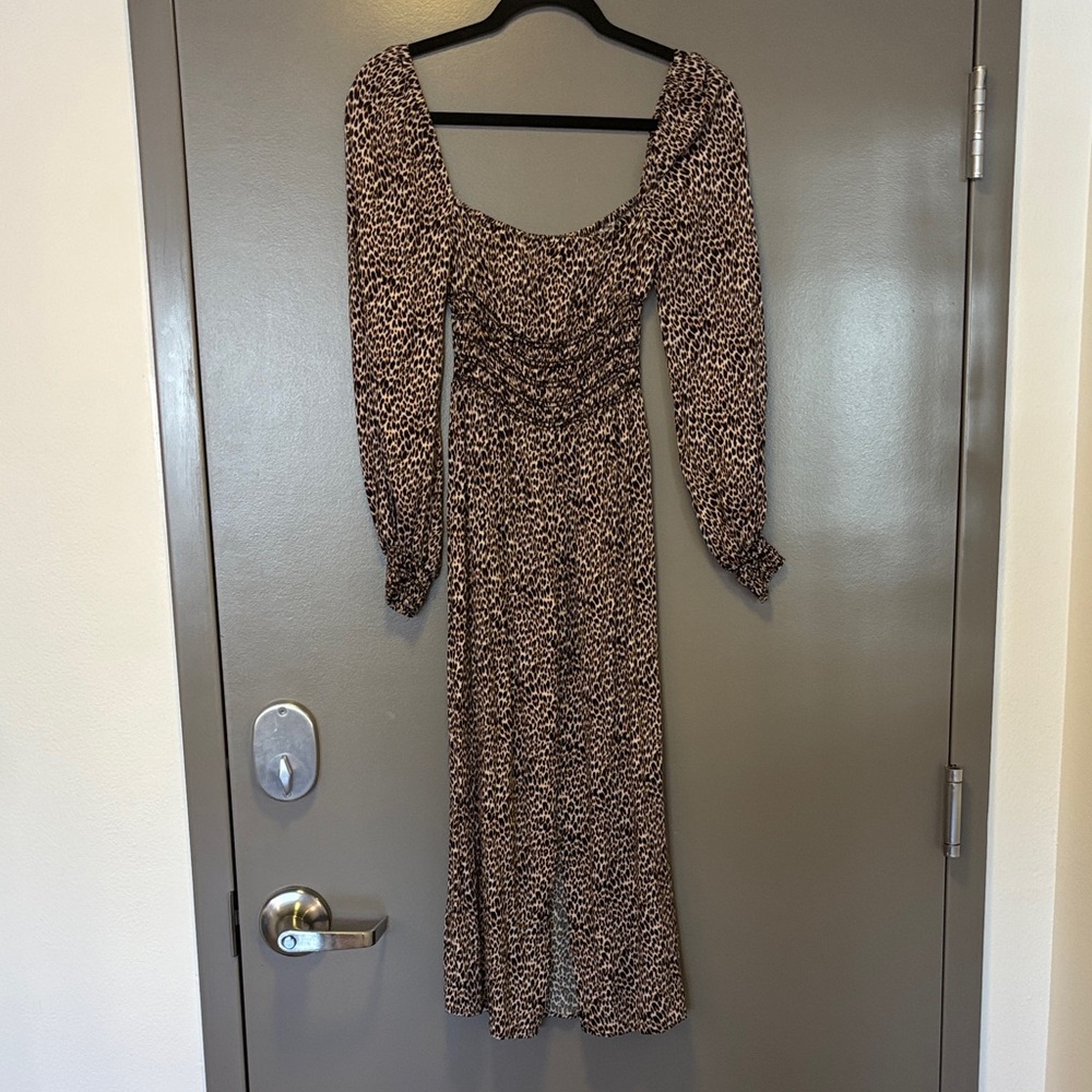 AFRM Black and Brown Long Sleeve Dress